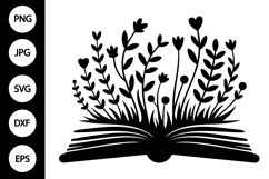 Floral Book Silhouette SVG Product Image 1