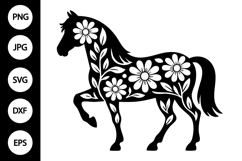 Floral Horse Silhouette SVG Product Image 1
