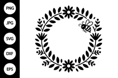 Botanical Circle Frame with Bee SVG Product Image 1