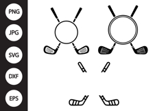 Monogram Crossed Hockey Sticks SVG Product Image 1