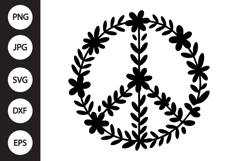 Floral Peace Sign SVG Product Image 1