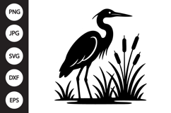 Heron with Reeds SVG Product Image 1