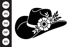 Cowboy Hat Flowers SVG Product Image 1