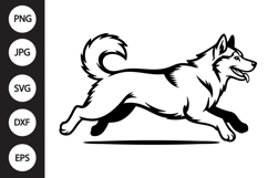 Husky Running Outline SVG, Coloring Page Product Image 1