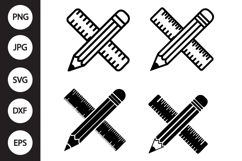 Ruler and Pencil Crossed SVG Product Image 1