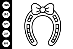 Horseshoe with Bow Outline SVG, Coloring Page Product Image 1