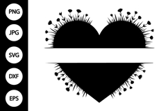 Split Monogram Floral Heart SVG Product Image 1