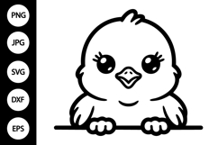 Chick Peeking SVG, Chick Silhouette SVG Product Image 1