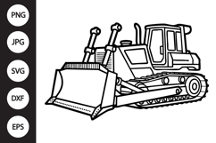 Bulldozer Outline SVG, Coloring Page Product Image 1