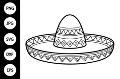 Sombrero Hat Outline SVG, Coloring Page Product Image 1