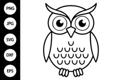 Outline Doodle Owl SVG, Coloring Page Product Image 1