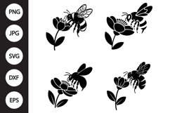 Bee with Flower SVG, Bee with Flower Clipart Product Image 1