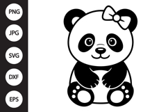 Panda Cub with Bow SVG Product Image 1