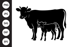 Cow Calf Silhouette SVG Product Image 1