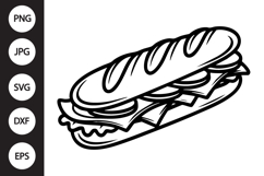 Baguette Sandwich SVG Product Image 1