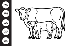 Cow Calf Outline SVG, Coloring Page Product Image 1