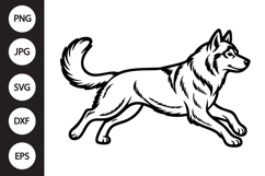 Husky Running Outline SVG, Coloring Page Product Image 1