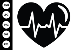 Red Heart with Heartbeat Line SVG Product Image 1