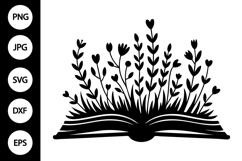 Floral Book Silhouette SVG Product Image 1