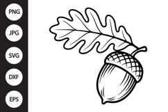 Acorn with Leaf SVG Product Image 1