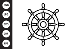 Ship Wheel Outline SVG, Coloring Page Product Image 1