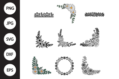 Floral Border SVG, Floral Border Clipart Product Image 1