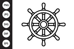 Ship Wheel Outline SVG, Coloring Page Product Image 1