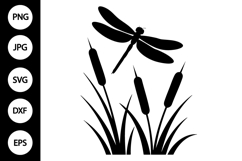 Dragonfly on Reeds SVG Product Image 1