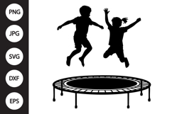 Kids Jumping On Trampoline SVG Product Image 1