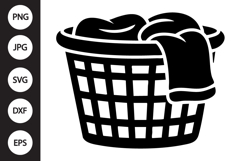 Laundry Basket with Clothes SVG Product Image 1