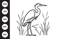 Heron with Reeds SVG Product Image 1