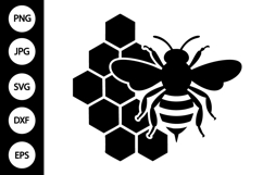 Bee on Honeycomb Silhouette SVG Product Image 1