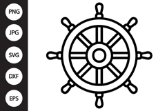 Ship Wheel Outline SVG, Coloring Page Product Image 1