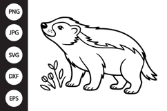 Honey Badger Outline SVG, Coloring Page Product Image 1