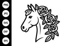 Floral Horse Head SVG Product Image 1
