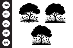 Family Tree with Heart flowers SVG Product Image 1