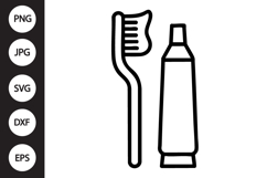 Toothbrush with Toothpaste SVG Product Image 1