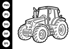 Outline Tractor SVG, Coloring Page Product Image 1