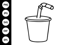 Outline Cup with Straw SVG Product Image 1