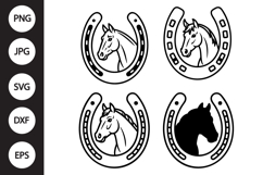 Horseshoe with Horse Head SVG, Horseshoe Clipart Product Image 1