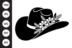 Cowboy Hat Flowers SVG Product Image 1