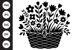 Flower Basket Silhouette SVG Product Image 1