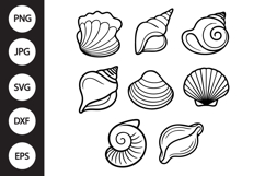 Seashell Outline SVG, Seashell Clipart Product Image 1