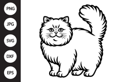 Persian Cat Outline SVG, Coloring Page Product Image 1