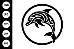 Tribal Dolphin in Circle SVG Product Image 1