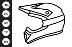 Motocross Helmet Outline SVG, Coloring Page Product Image 1