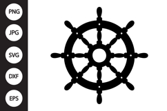 Ship Wheel Silhouette SVG Product Image 1