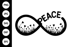Infinity Peace with Flower Meadow SVG Product Image 1