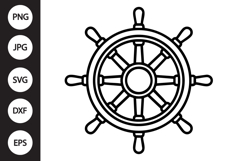 Ship Wheel Outline SVG, Coloring Page Product Image 1