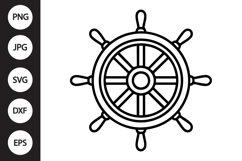 Ship Wheel Outline SVG, Coloring Page Product Image 1